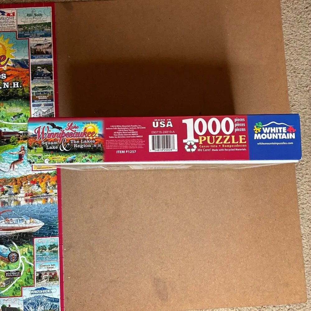 White Mountain Puzzle Lake Winnipesaukee Squam Lakes Region NH Map 1000 Pieces